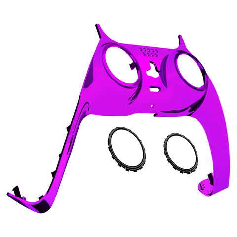 eXtremeRate Chrome Purple Decorative Trim Shell Compatible with ps5 Controller, DIY Replacement Clip Shell, Custom Plates Cover Compatible with ps5 Controller with Accent Rings - GPFD4005