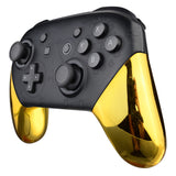 eXtremeRate Chrome Gold Replacement Handle Grips for Nintendo Switch Pro Controller, Glossy DIY Hand Grip Shell for Nintendo Switch Pro - Controller NOT Included - GRD401