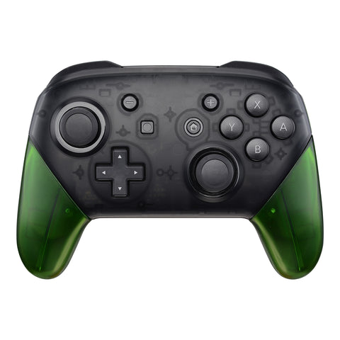 eXtremeRate Transparent Clear Green Replacement Handle Grips for Nintendo Switch Pro Controller, DIY Hand Grip Shell for Nintendo Switch Pro - Controller NOT Included - GRM504