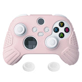 PlayVital Guardian Edition Pink Ergonomic Soft Anti-slip Controller Silicone Case Cover, Rubber Protector Skins with White Joystick Caps for Xbox Series S and Xbox Series X Controller - HCX3005