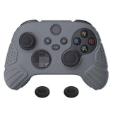 PlayVital Guardian Edition Gray Ergonomic Soft Anti-slip Controller Silicone Case Cover, Rubber Protector Skins with Black Joystick Caps for Xbox Series S and Xbox Series X Controller - HCX3006