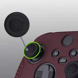 PlayVital Guardian Edition Wine Red Ergonomic Soft Anti-slip Controller Silicone Case Cover, Rubber Protector Skins with Black Joystick Caps for Xbox Series S and Xbox Series X Controller - HCX3011