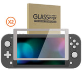 eXtremeRate 2 Pack Fleeting Gray Border Transparent HD Saver Protector Film, Tempered Glass Screen Protector for Nintendo Switch Lite [Anti-Scratch, Anti-Fingerprint, Shatterproof, Bubble-Free] - HL734