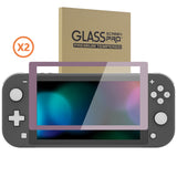 eXtremeRate 2 Pack Dark Grayish Violet Border Transparent HD Saver Protector Film, Tempered Glass Screen Protector for Nintendo Switch Lite [Anti-Scratch, Anti-Fingerprint, Shatterproof, Bubble-Free] - HL735