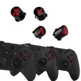 eXtremeRate Three-Tone Black & Clear & Carmine Red ABXY Action Buttons with Classic Symbols for Xbox Series X & S Controller & Xbox One S/X & Xbox One Elite V1/V2 Controller - JDX3M002