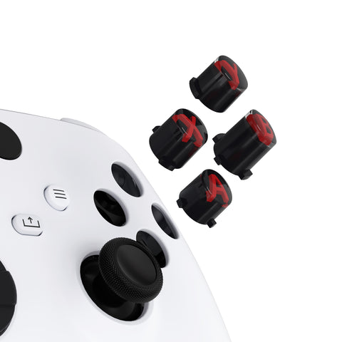 eXtremeRate Three-Tone Black & Clear & Carmine Red ABXY Action Buttons with Classic Symbols for Xbox Series X & S Controller & Xbox One S/X & Xbox One Elite V1/V2 Controller - JDX3M002