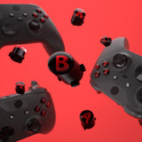 eXtremeRate Three-Tone Black & Clear & Carmine Red ABXY Action Buttons with Classic Symbols for Xbox Series X & S Controller & Xbox One S/X & Xbox One Elite V1/V2 Controller - JDX3M002