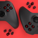 eXtremeRate Three-Tone Black & Clear & Carmine Red ABXY Action Buttons with Classic Symbols for Xbox Series X & S Controller & Xbox One S/X & Xbox One Elite V1/V2 Controller - JDX3M002