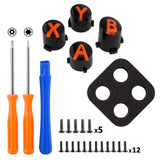 eXtremeRate Three-Tone Black & Clear & Orange ABXY Action Buttons with Classic Symbols for Xbox Series X & S Controller & Xbox One S/X & Xbox One Elite V1/V2 Controller - JDX3M003