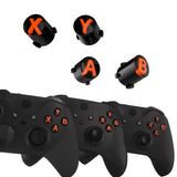 eXtremeRate Three-Tone Black & Clear & Orange ABXY Action Buttons with Classic Symbols for Xbox Series X & S Controller & Xbox One S/X & Xbox One Elite V1/V2 Controller - JDX3M003