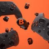 eXtremeRate Three-Tone Black & Clear & Orange ABXY Action Buttons with Classic Symbols for Xbox Series X & S Controller & Xbox One S/X & Xbox One Elite V1/V2 Controller - JDX3M003