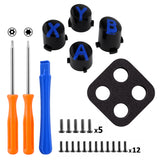 eXtremeRate Three-Tone Black & Clear & Blue ABXY Action Buttons with Classic Symbols for Xbox Series X & S Controller & Xbox One S/X & Xbox One Elite V1/V2 Controller - JDX3M004