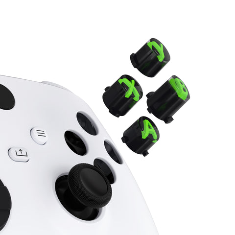 eXtremeRate Three-Tone Black & Clear & Green ABXY Action Buttons with Classic Symbols for Xbox Series X & S Controller & Xbox One S/X & Xbox One Elite V1/V2 Controller - JDX3M005