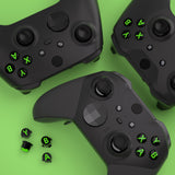 eXtremeRate Three-Tone Black & Clear & Green ABXY Action Buttons with Classic Symbols for Xbox Series X & S Controller & Xbox One S/X & Xbox One Elite V1/V2 Controller - JDX3M005