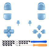 eXtremeRate Replacement D-pad R1 L1 R2 L2 Triggers Share Options Face Buttons, Metallic Titanium Blue Full Set Buttons Compatible with ps5 Controller BDM-010 & BDM-020 - JPF1038G2