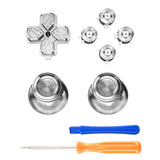 eXtremeRate Silver Metal Thumbsticks Dpad ABXY Buttons Kit for PS5 Controller, Custom Replacement Aluminum Analog Thumbsticks & Action Buttons & Direction Keys for PS5 Controller - Controller NOT Included - JPFE002