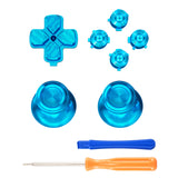 eXtremeRate Blue Metal Thumbsticks Dpad ABXY Buttons Kit for PS5 Controller, Custom Replacement Aluminum Analog Thumbsticks & Action Buttons & Direction Keys for PS5 Controller - Controller NOT Included - JPFE004