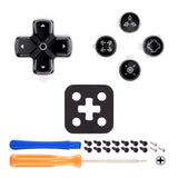 eXtremeRate Replacement Custom Dpad Action Buttons Three-Tone Black & Clear with Black White Redesigned Symbols D-pad Face Buttons Compatible with ps5 Controller - JPFF001