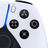 eXtremeRate Replacement Custom Dpad Action Buttons Three-Tone Black & Clear with Black White Redesigned Symbols D-pad Face Buttons Compatible with ps5 Controller - JPFF001