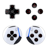 eXtremeRate Replacement Custom Dpad Action Buttons Three-Tone Black & Clear with Black Carmine Red Redesigned Symbols D-pad Face Buttons Compatible with ps5 Controller - JPFF002