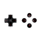 eXtremeRate Replacement Custom Dpad Action Buttons Three-Tone Black & Clear with Black Carmine Red Redesigned Symbols D-pad Face Buttons Compatible with ps5 Controller - JPFF002