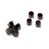 eXtremeRate Replacement Custom Dpad Action Buttons Three-Tone Black & Clear with Black Carmine Red Redesigned Symbols D-pad Face Buttons Compatible with ps5 Controller - JPFF002