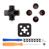 eXtremeRate Replacement Custom Dpad Action Buttons Three-Tone Black & Clear with Black Orange Redesigned Symbols D-pad Face Buttons Compatible with ps5 Controller - JPFF003