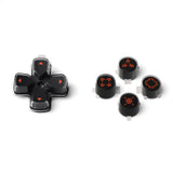 eXtremeRate Replacement Custom Dpad Action Buttons Three-Tone Black & Clear with Black Orange Redesigned Symbols D-pad Face Buttons Compatible with ps5 Controller - JPFF003