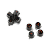 eXtremeRate Replacement Custom Dpad Action Buttons Three-Tone Black & Clear with Black Orange Redesigned Symbols D-pad Face Buttons Compatible with ps5 Controller - JPFF003