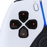 eXtremeRate Replacement Custom Dpad Action Buttons Three-Tone Black & Clear with Black Orange Redesigned Symbols D-pad Face Buttons Compatible with ps5 Controller - JPFF003