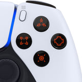 eXtremeRate Replacement Custom Dpad Action Buttons Three-Tone Black & Clear with Black Orange Redesigned Symbols D-pad Face Buttons Compatible with ps5 Controller - JPFF003