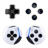 eXtremeRate Replacement Custom Dpad Action Buttons Three-Tone Black & Clear with Black Blue Redesigned Symbols D-pad Face Buttons Compatible with ps5 Controller - JPFF004