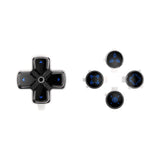 eXtremeRate Replacement Custom Dpad Action Buttons Three-Tone Black & Clear with Black Blue Redesigned Symbols D-pad Face Buttons Compatible with ps5 Controller - JPFF004