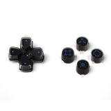 eXtremeRate Replacement Custom Dpad Action Buttons Three-Tone Black & Clear with Black Blue Redesigned Symbols D-pad Face Buttons Compatible with ps5 Controller - JPFF004