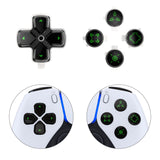 eXtremeRate Replacement Custom Dpad Action Buttons Three-Tone Black & Clear with Black Green Redesigned Symbols D-pad Face Buttons Compatible with ps5 Controller - JPFF005