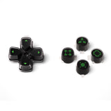 eXtremeRate Replacement Custom Dpad Action Buttons Three-Tone Black & Clear with Black Green Redesigned Symbols D-pad Face Buttons Compatible with ps5 Controller - JPFF005