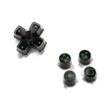 eXtremeRate Replacement Custom Dpad Action Buttons Three-Tone Black & Clear with Black Green Redesigned Symbols D-pad Face Buttons Compatible with ps5 Controller - JPFF005