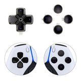 eXtremeRate Replacement Custom Dpad Action Buttons Three-Tone Black & Clear with Black Purple Redesigned Symbols D-pad Face Buttons Compatible with ps5 Controller - JPFF006