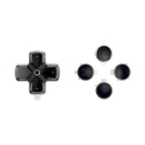 eXtremeRate Replacement Custom Dpad Action Buttons Three-Tone Black & Clear with Black Purple Redesigned Symbols D-pad Face Buttons Compatible with ps5 Controller - JPFF006