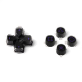 eXtremeRate Replacement Custom Dpad Action Buttons Three-Tone Black & Clear with Black Purple Redesigned Symbols D-pad Face Buttons Compatible with ps5 Controller - JPFF006