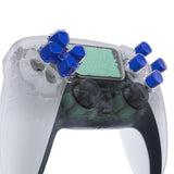 eXtremeRate Replacement Custom Dpad Action Buttons Three-Tone Blue & Clear with Redesigned Symbols D-pad Face Buttons Compatible with ps5 Controller - JPFF009