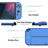 PlayVital AlterGrips Glossy Protective Slim Case for Nintendo Switch OLED, Ergonomic Grip Cover for Joycon, Dockable Hard Shell for Switch OLED w/Thumb Grip Caps & Button Caps - Chameleon Purple Blue - JSOYP3001