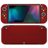 PlayVital AlterGrips Protective Slim Case for Nintendo Switch OLED, Ergonomic Grip Cover for Joycon, Dockable Hard Shell for Switch OLED w/Thumb Grip Caps & Button Caps - Scarlet Red - JSOYP3004