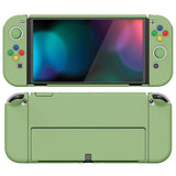 PlayVital AlterGrips Protective Slim Case for Nintendo Switch OLED, Ergonomic Grip Cover for Joycon, Dockable Hard Shell for Switch OLED with Thumb Grip Caps & Button Caps - Matcha Green - JSOYP3005