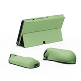 PlayVital AlterGrips Protective Slim Case for Nintendo Switch OLED, Ergonomic Grip Cover for Joycon, Dockable Hard Shell for Switch OLED with Thumb Grip Caps & Button Caps - Matcha Green - JSOYP3005