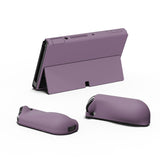 PlayVital AlterGrips Protective Slim Case for Nintendo Switch OLED, Ergonomic Grip Cover for Joycon, Dockable Hard Shell for Switch OLED w/Thumb Grip Caps & Button Caps - Dark Grayish Violet - JSOYP3006