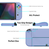 PlayVital AlterGrips Protective Slim Case for Nintendo Switch OLED, Ergonomic Grip Cover for Joycon, Dockable Hard Shell for Switch OLED with Thumb Grip Caps & Button Caps - Light Violet - JSOYP3008