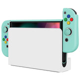 PlayVital AlterGrips Protective Slim Case for Nintendo Switch OLED, Ergonomic Grip Cover for Joycon, Dockable Hard Shell for Switch OLED w/Thumb Grip Caps & Button Caps - Misty Green - JSOYP3009