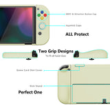 PlayVital AlterGrips Protective Slim Case for Nintendo Switch OLED, Ergonomic Grip Cover for Joycon, Dockable Hard Shell for Switch OLED with Thumb Grip Caps & Button Caps - Antique Yellow - JSOYP3010