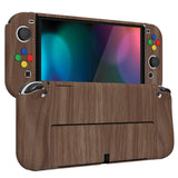 PlayVital AlterGrips Glossy Protective Slim Case for Nintendo Switch OLED, Ergonomic Grip Cover for Joycon, Dockable Hard Shell for Switch OLED w/Thumb Grip Caps & Button Caps - Wood Grain - JSOYS2001